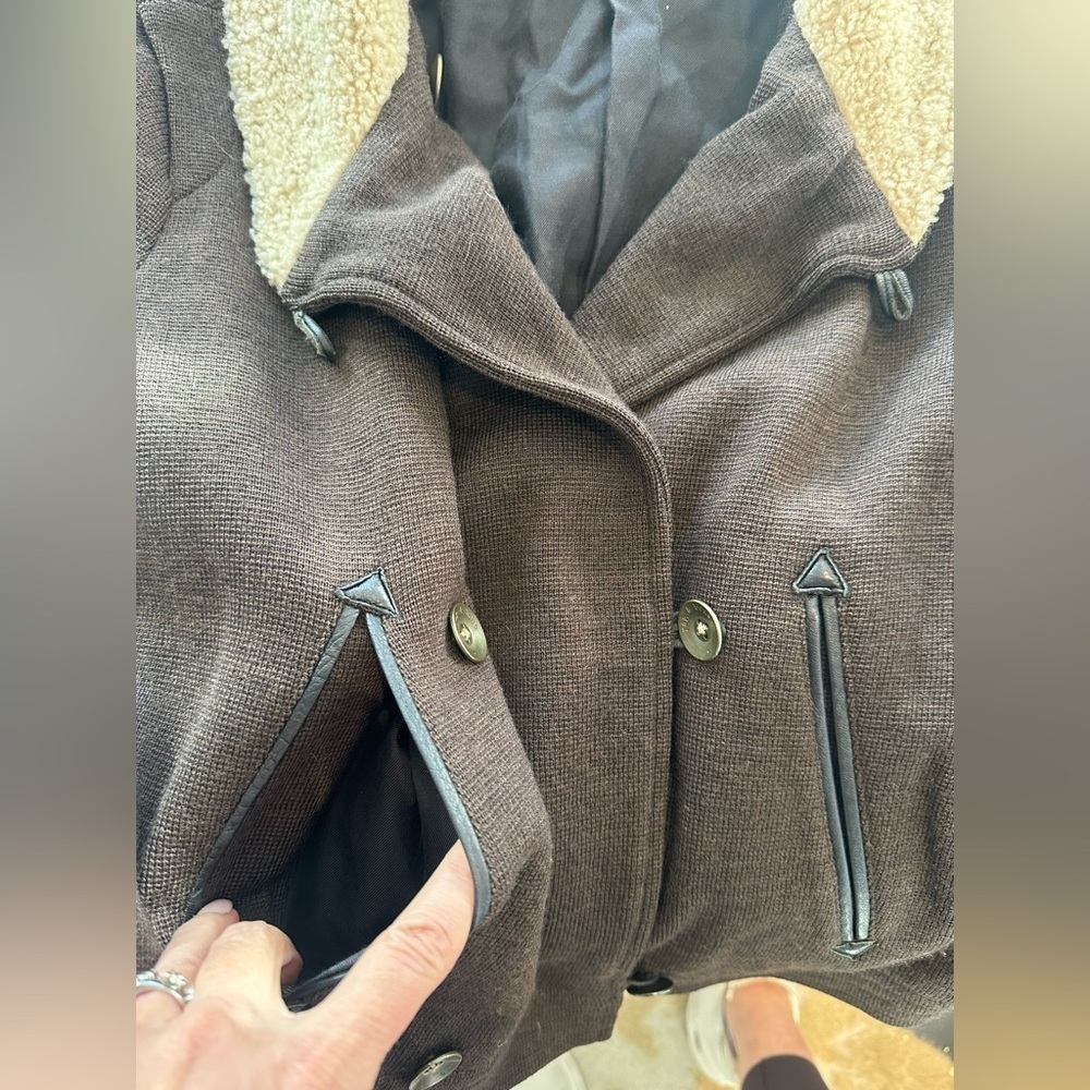 rag & bone shearling wool utility jacket in chocolate brown - Picture 6 of 11